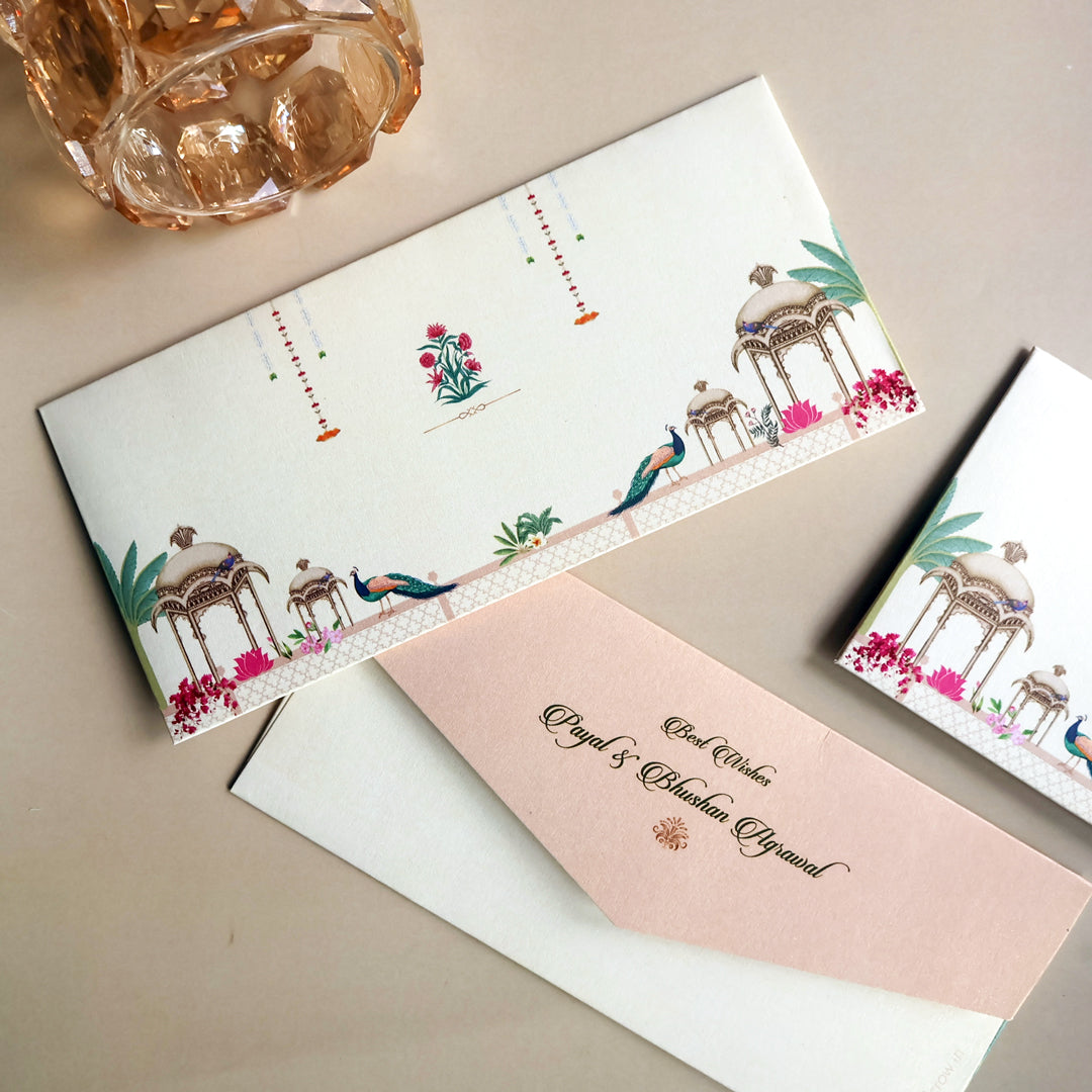 Pichwai Peacock Indian Art Set of Money Envelopes