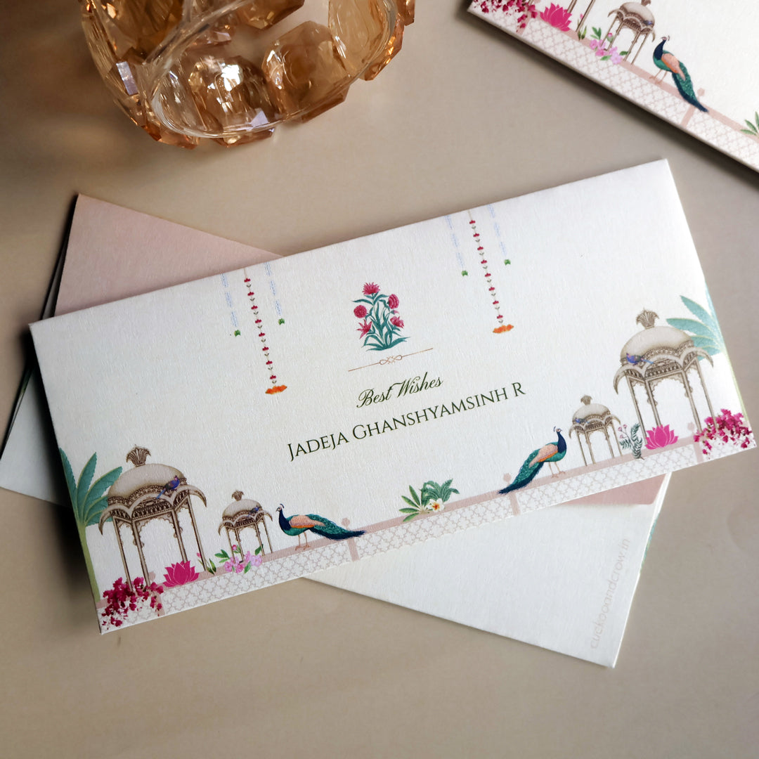 Pichwai Peacock Indian Art Set of Money Envelopes