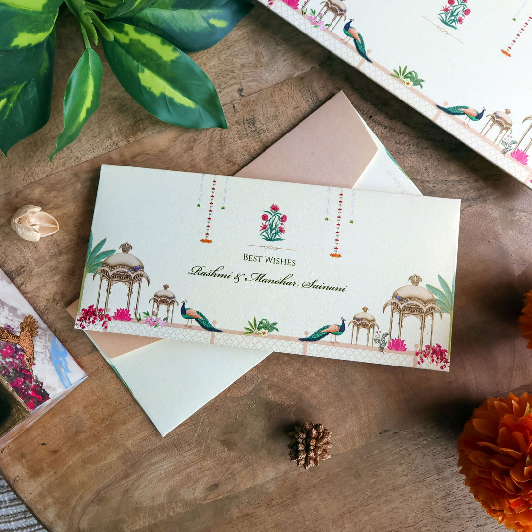 Pichwai Peacock Indian Art Set of Money Envelopes