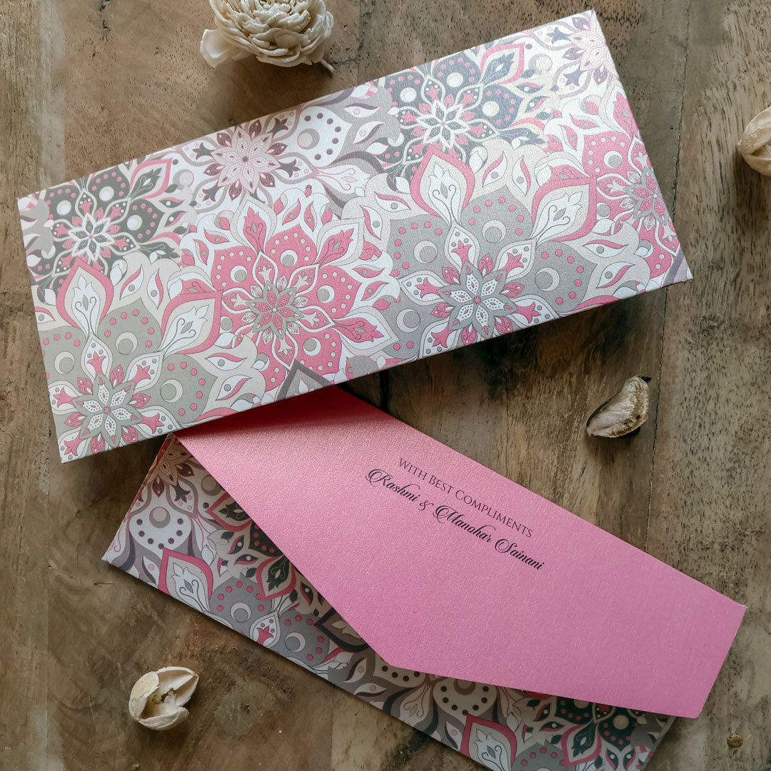 Pink Floral Mandala Set of Money Envelopes