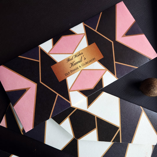 Pink Gold Black Geometric Pattern Set of Money Envelopes