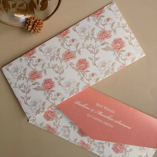 Pretty Peony Flowers Set of Money Envelopes