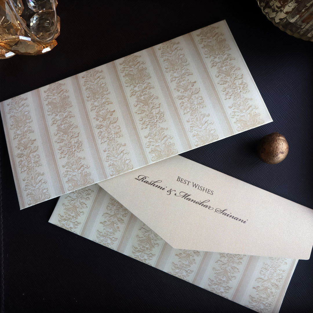 Royal Grey Ivory Damask Set of Money Envelopes